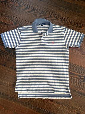 Polo Ralph Lauren Blue & White Striped Polo Vintage size L